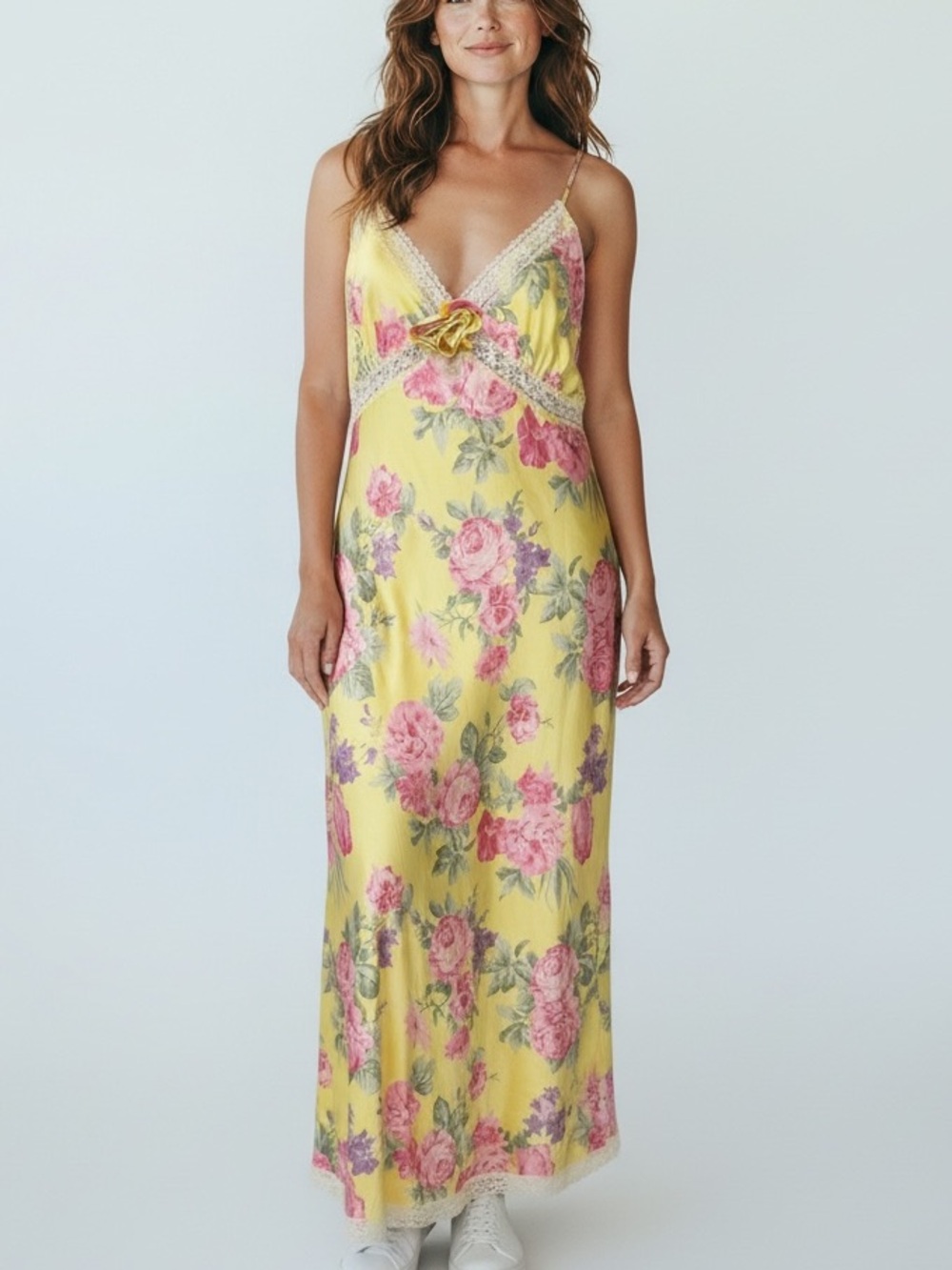 Revolve Wayf Floral Slip Dress Yellow